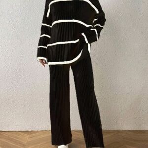 Black and White Striped Women's Pants & Jumpsuit
